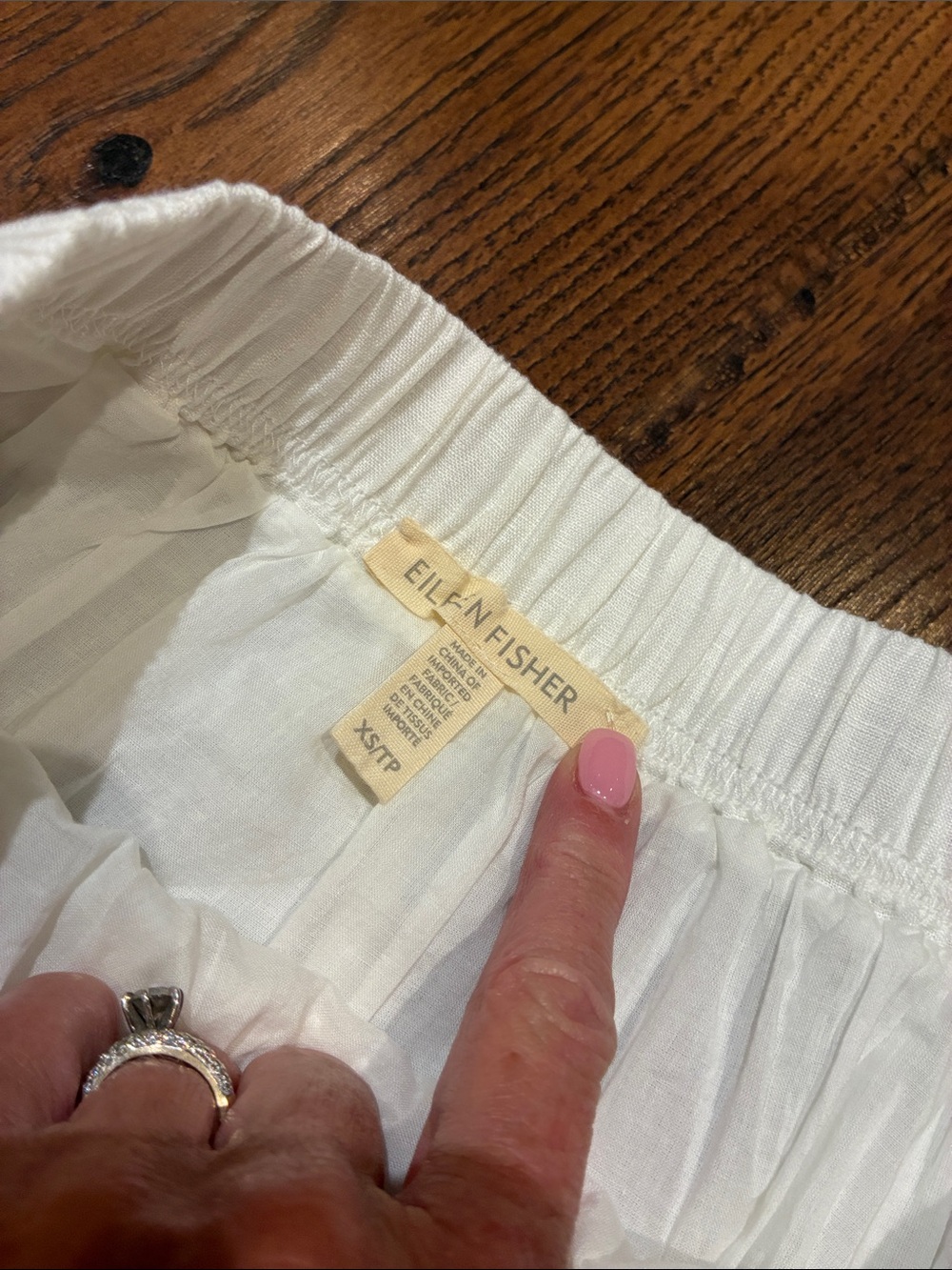 Eileen Fisher White Midi Linen Elastic-Waist Skirt - Picture 5 of 7